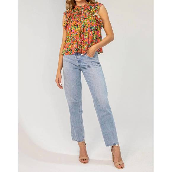 NEW LAVENDER BROWN chelsea top in red multi - Picture 1 of 3